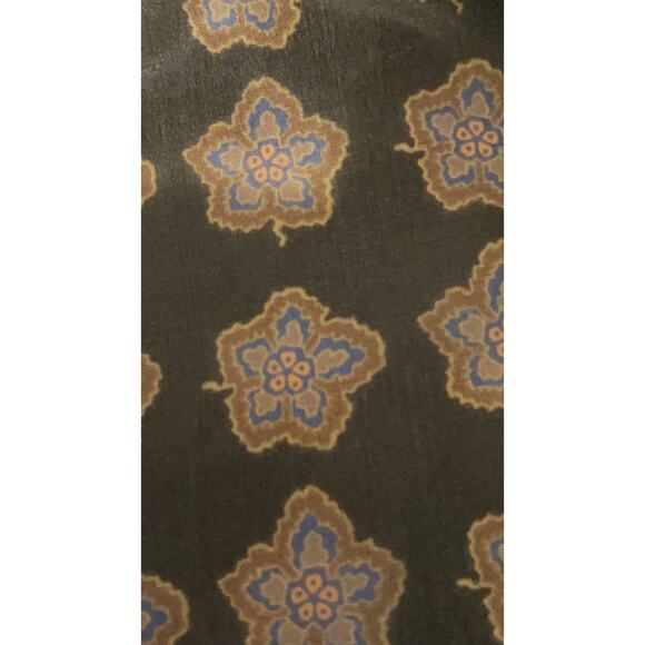 ROBERT TALBOTT Fine Silk Scarf Printed in Italy  - Brown / Blu - Semi Sheer - Picture 10 of 11